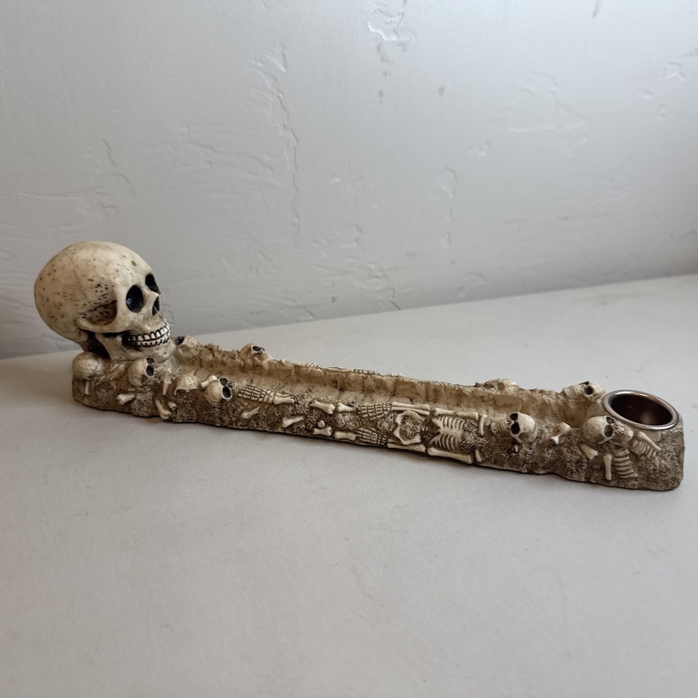 Summit Collection Skull Bones Incense Burner Holder Gothic Skeleton Ash Catcher